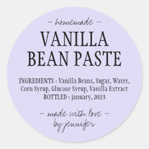 Lilac Vanilla Bean Paste Bottle Homemade extract Classic Round Sticker
