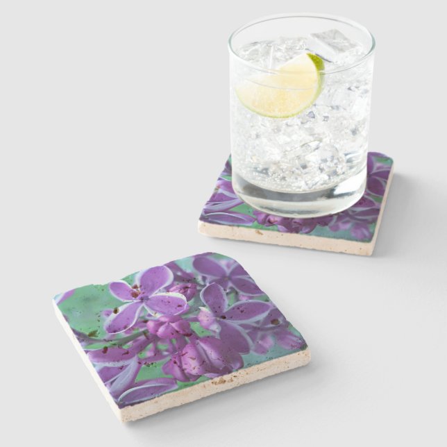 Lilac variety of colors  stone coaster (Side)