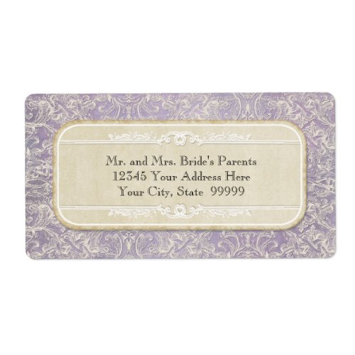 Lilac Vintage French Regency Lace Etched Wedding Label