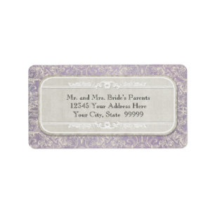 Lilac Vintage French Regency Lace Etched Wedding Label