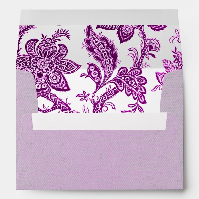 Lilac Vintage Linen Vintage Floral Wallpaper Envelope (Back (Bottom))