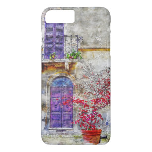 Lilac Violet Door Garden Balcony Drawing Painting iPhone 8 Plus/7 Plus Case