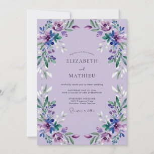 Lilac Violet Petal Wedding Invitation