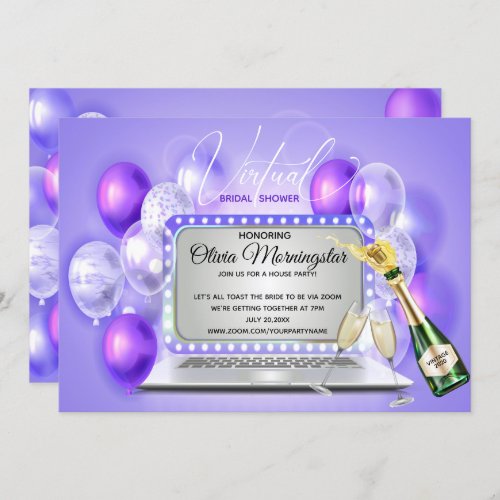 Lilac Virtual Bridal Shower Celebration Laptop Invitation