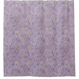 Lilac watercolor art deco shower curtain