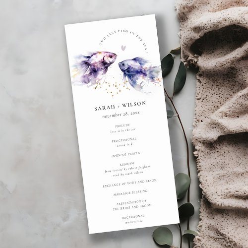 Lilac Watercolor Coastal Fish Wedding Program