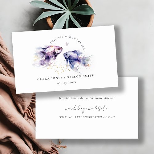 Lilac Watercolor Coastal Fish Wedding Website Enclosure Card