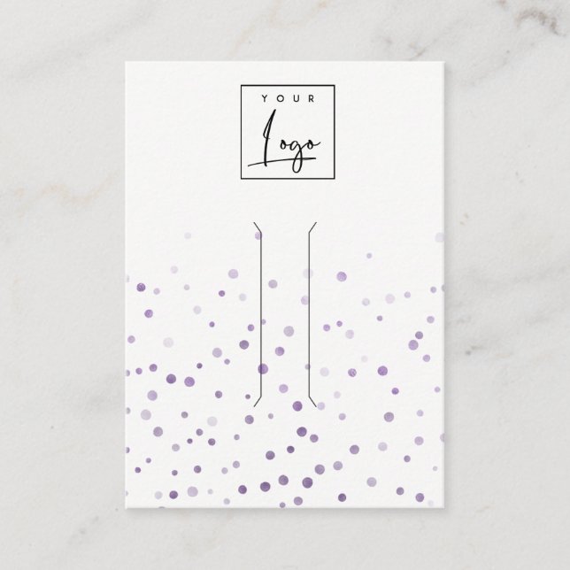 Lilac Watercolor Confetti Bow Hair Clip Display Business Card (Front)