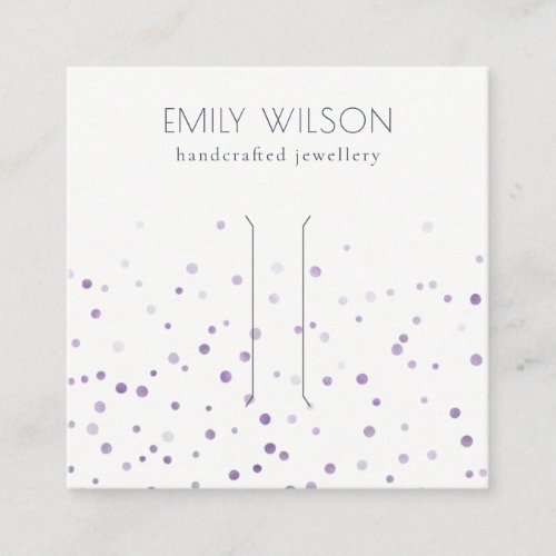 Lilac Watercolor Confetti Bow Hair Clip Display Square Business Card