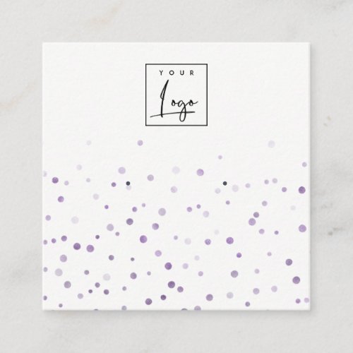 Lilac Watercolor Confetti Logo Earring Display Square Business Card