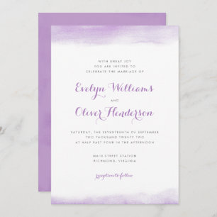 Lilac Watercolor Dip Wedding Invitation