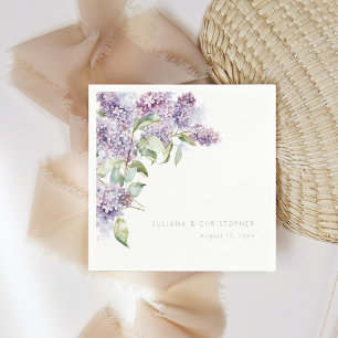 Lilac Watercolor Floral Botanical Wedding Paper Napkins