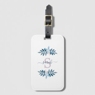 Lilac Watercolor Floral Monogram Luggage Tag