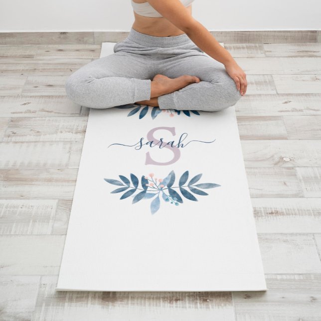 Lilac Watercolor Floral Monogram Yoga Mat (Creator Uploaded)