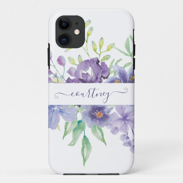 Lilac watercolor floral personalized  Case-Mate iPhone case (Back)