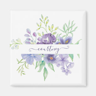 Lilac watercolor floral personalized magnet