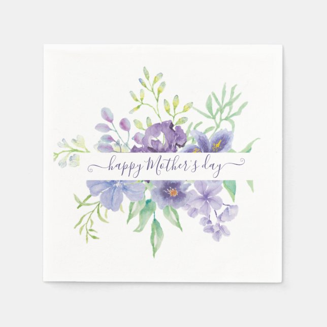 Lilac watercolor floral personalized napkins (Front)