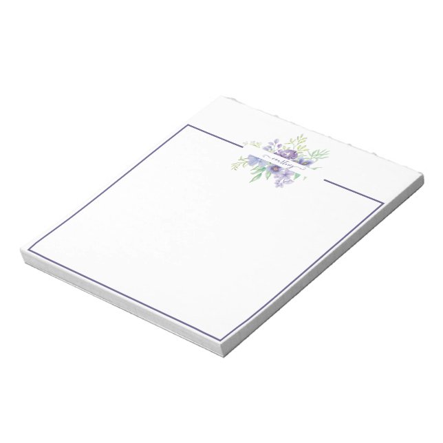 Lilac watercolor floral personalized notepad (Rotated)