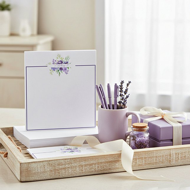 Lilac watercolor floral personalized notepad (Creator Uploaded)