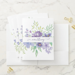 Lilac watercolor floral personalized  pocket folder