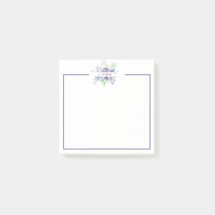 Lilac watercolor floral personalized post-it notes