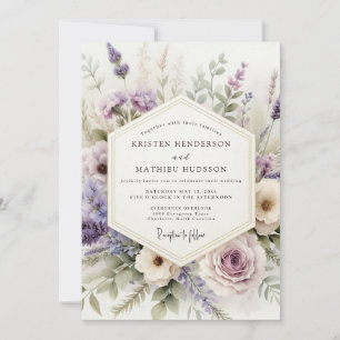 Lilac Watercolor Floral Wedding Invitation