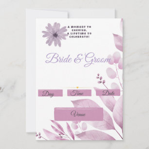 Lilac Watercolor Floral Wedding Invitation A Mom