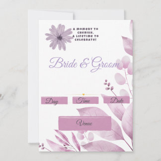 Lilac Watercolor Floral Wedding Invitation | A Mom