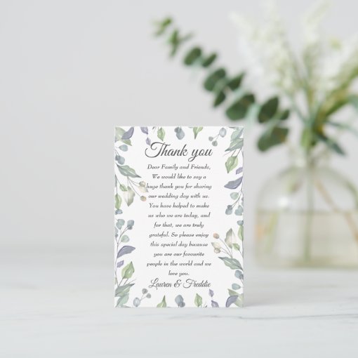 Lilac Watercolor Floral Wedding Thank You Place Card Zazzle