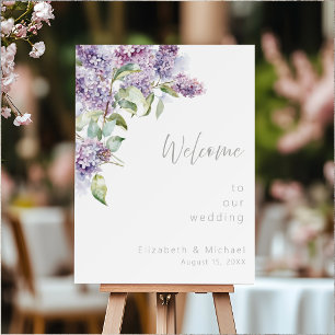 Lilac Watercolor Floral Wedding Welcome Sign