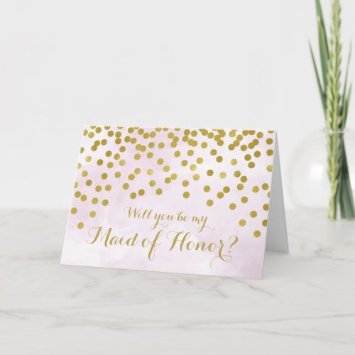 Lilac Watercolor Gold Dots Maid of Honor Invite