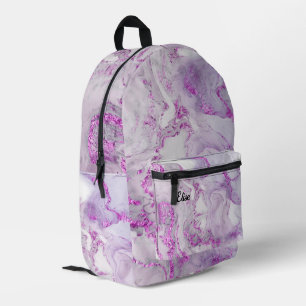 lilac watercolor ink splash printed backpack