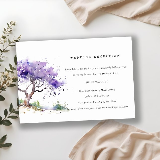 Lilac Watercolor Jacaranda Tree Wedding Reception Enclosure Card (Creator Uploaded)