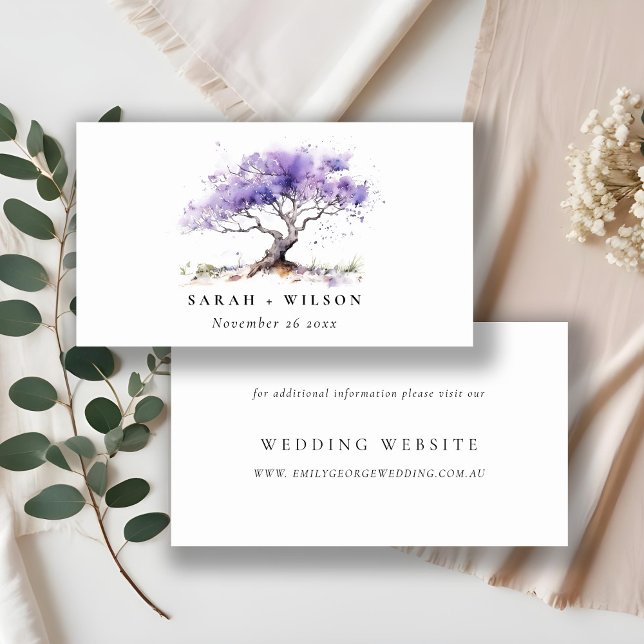 Lilac Watercolor Jacaranda Tree Wedding Website Enclosure Card (Creator Uploaded)