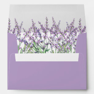 Lilac Watercolor Lavenders Wedding Envelope