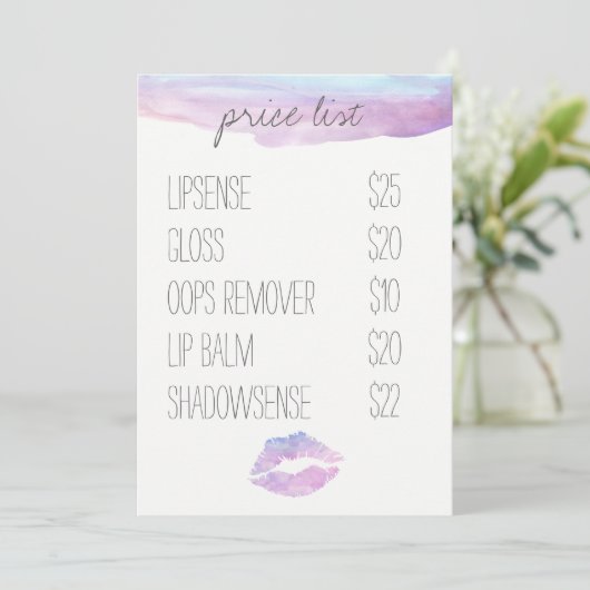 Lilac Watercolor Price cards (Standing Front)