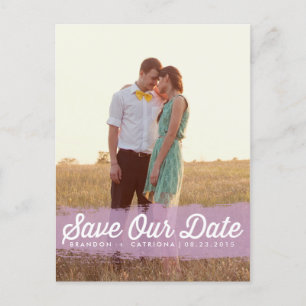 LILAC WATERCOLOR SPLASH SAVE THE DATE POSTCARD