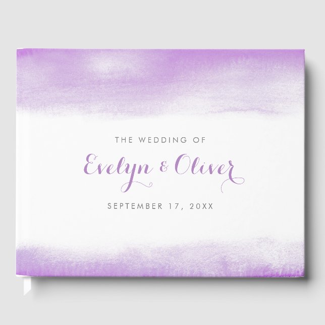 Lilac Watercolor Wash Wedding Guest Book (Front)