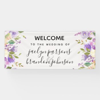 Lilac Watercolor Welcome Wedding Banner Boho by autumnandpine at Zazzle