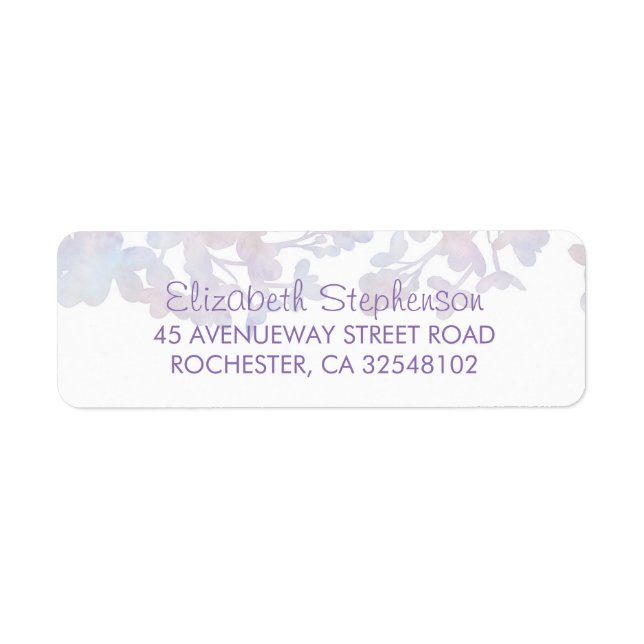 Lilac Watercolors Floral Wedding Label (Front)