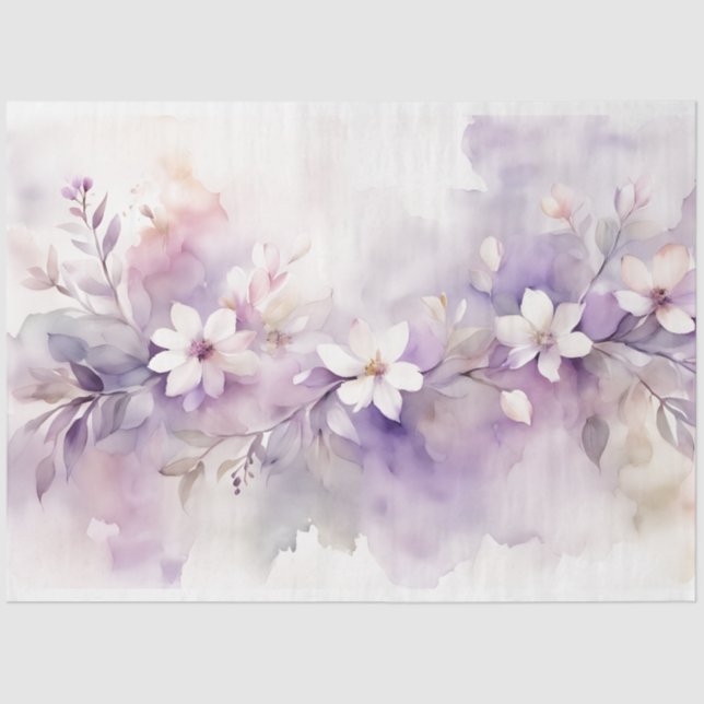 Lilac Watercolour Floral 18b Decoupage  Tissue Paper (Front)