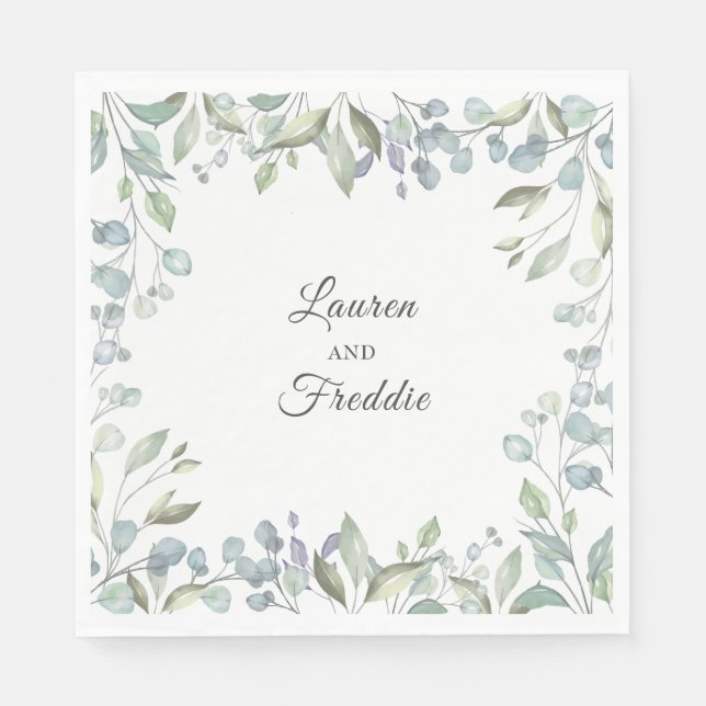 Lilac Watercolour Floral Wedding Napkins (Front)