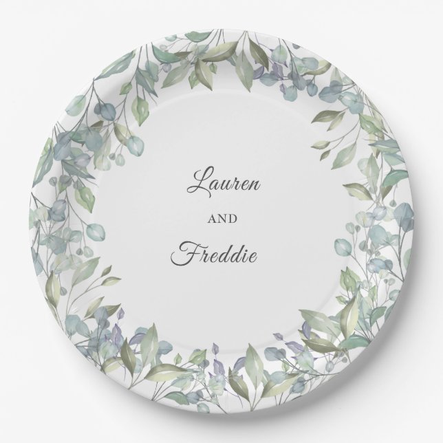 Lilac Watercolour Floral Wedding Paper Plates (Front)