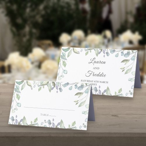 Lilac Watercolour Floral Wedding Place Card