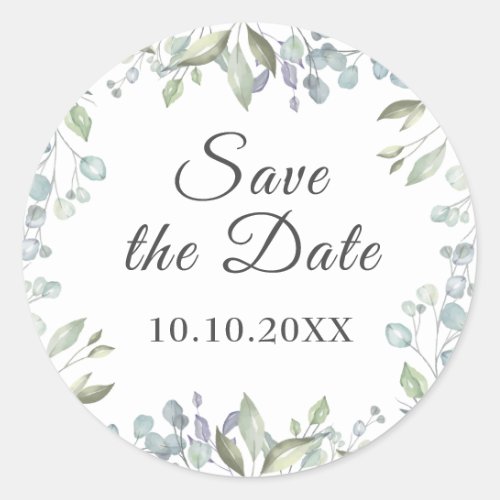 Lilac Watercolour Save the Date Favor Classic Round Sticker