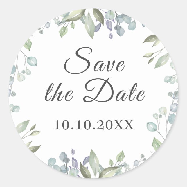 Lilac Watercolour Save the Date Favor Classic Round Sticker (Front)