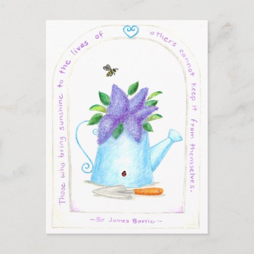Lilac Wateringcan Inspirational Postcard