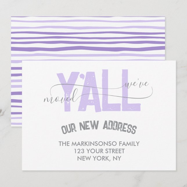 Lilac We Moved Y'all Moving Announcement (Front/Back)