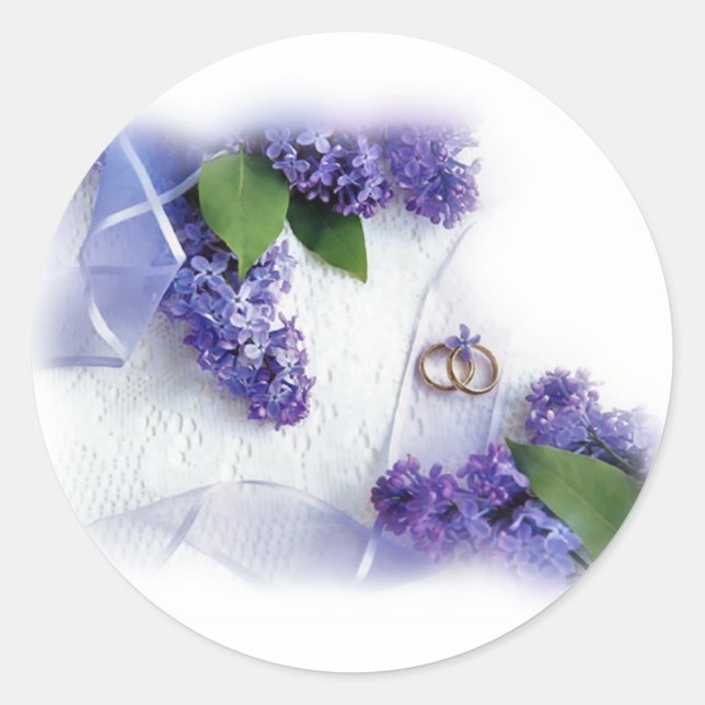 lilac wedding classic round sticker (Front)