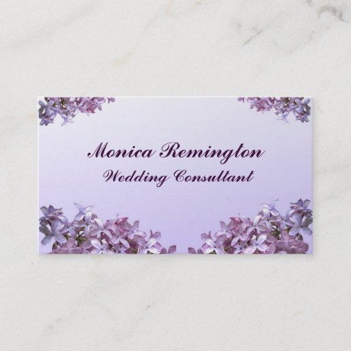 Customizable Lilac Wedding Consultant Business Card Template